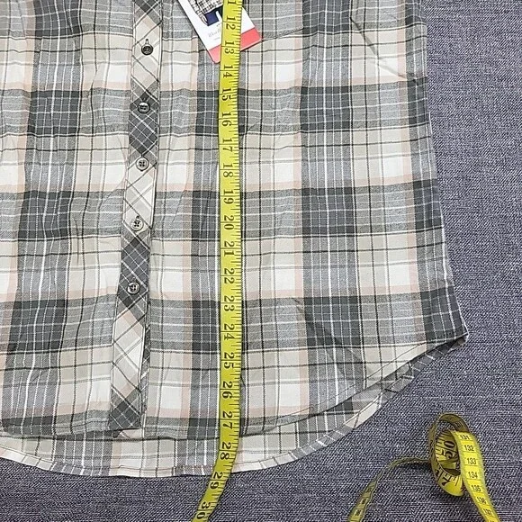 Weatherproof Vintage Womens Plaid Print Flannel Shirt Top Medium Size Green - Picture 4 of 9